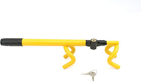 Streetwize SWDH Double Hook Steering Wheel Lock - Yellow, Heavy Duty Wheel Lock with Cross Locking Mechanism, Hi-Vis Deterrent. Anti-Theft Locking Devices