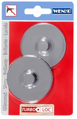 WENKO Turbo-Loc® Adapter Premium/Classic/Style - Befestigen ohne bohren, Kunststoff, 6 x 1.4 x 6 cm, Chrom