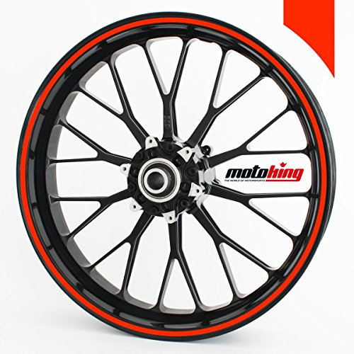 Motoking Felgenrandaufkleber 360° in Neonfarben/ganzer Kreis / 15 bis 18 / 6 mm/NEON ROT