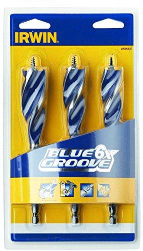 Irwin 10506627 6X Blue Groove Wood Drill Bit, 3 Pieces