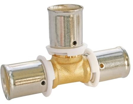 SOMATHERM FOR YOU, Té égal à sertir PER Ø12 - Installation rapide et fiable - Acier inoxydable résistant à la corrosion - Compatible avec outils de sertissage H, U, RF - Norme NF | Vérifiez facilement la qualité du sertissage grâce aux fenêtres de contrôle de ce té.