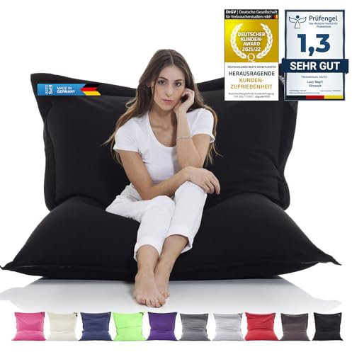 LAZY BAG Original Riesen-Sitzsack Cotton XXL 180x140cm mit 400L | hautfreundliches Baumwolle Sitzkissen 2-in-1 relaxtes Sitzen & Liegen | Perfekte Ergonomie Dank 4 Mio. EPS-Perlen | waschbarer Bezug