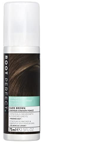 ROOT PERFECT Root Touch Up Spray – Dark Brown, Instant Root Concealer for Grey Coverage, Temporary Hair Colour Spray, Quick-Dry, Hair Disguise Solution, 75ml