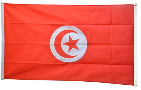 Digni Drapeau de Balcon (avec 4 Oeillets) Tunisie - 90 x 150 cm Sticker Gratuit