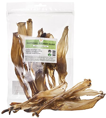 JR Pet Products 100g Rabbit Ears Natural Hypoallergenic Dog Treat Chew Low Fat & Odour (Approximately 10 Ears)