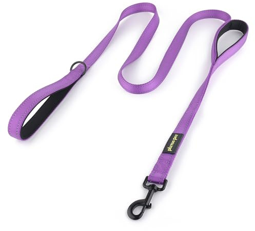 Pioneer Petcore Dog Lead 6ft Long,Traffic Padded Two Handle,Heavy Duty,Reflective Double Handles Lead for Control Safety Training,Leads for Large Dogs or Medium Dogs,Dual Handles Leashes(Purple)