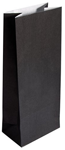Rayher 67276576 Papier-Blockbodenbeutel, schwarz, 25 Stück, 10 x 24 x 6 cm, 80g/m2, Papiertüten, lebensmittelecht, Papiersterne basteln, Adventskalendertüten