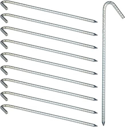 40 x XL Bodenanker im Set, extrem stabile Erdanker, Zeltzubehör, extra lang, 39 cm, Erdnägel Stahl verzinkt, Silber