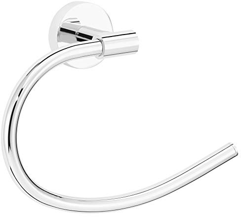 tesa EXXCELLENT Handtuchring - 203 mm x 150 mm x 62 mm | Eckiger Handtuchhalter-Ring zur Wandbefestigung ohne Bohren - aus verchromtem Metall - inkl. Klebelösung