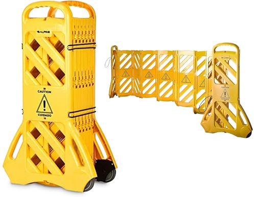 Alpine Commercial Safety Barriers, 13 Foot Expandable Mobile Barricade System - Folding Portable Barrier, Traffic Barricade Fence, Plastic Barricade for Construction, Traffic Control, Driveway Gate