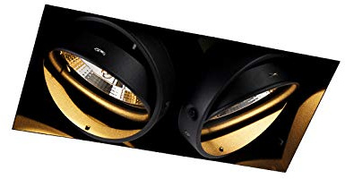QAZQA Spot encastrable noir 2 lumières GU10 AR111 Trimless - Oneon