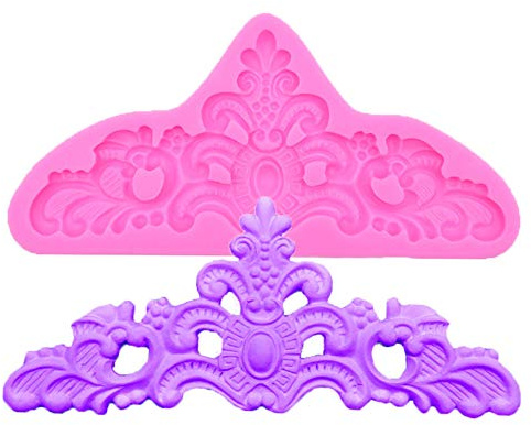 Große Silikonform für Zuckerguss, Krone, Barock-Stil, für Schokolade, Süßigkeiten, Fondant, Hochzeitstorte, Dekoration, Seife, Kerze, Wachsmalstift, Gips, Harz