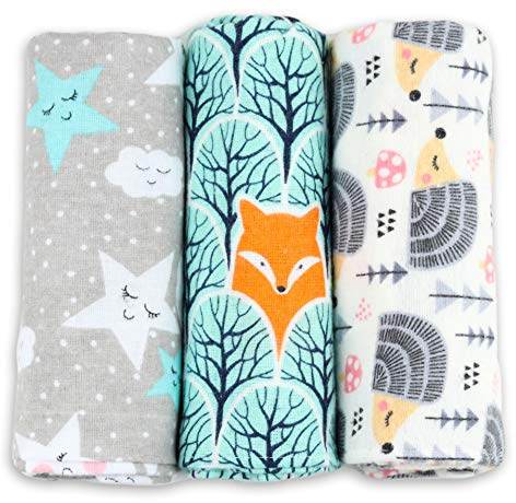 Salviette per bambini – Confezione da 3 – 80 x 80 cm – 100% flanella di cotone bianco, multicolore – bavaglini per bambini o ragazze