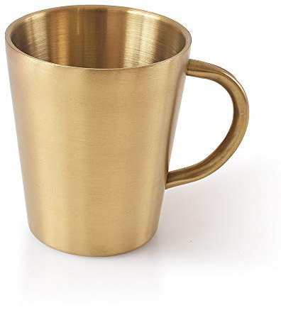 Newk Edelstahlbecher mit Griffen, 300ML Metallbecher, Doppelwandige Trinkbecher für BBQ/Zuhause/Büro/Party - Tyrant Gold
