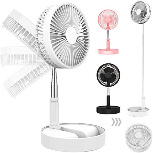 BesDirect USB Rechargeable Portable Desk and Table Fan, Adjustable Height Fan Pedestal Stand Floor Fan, Battery Operated Mini Fan, Personal Desktop Cooling Fan with 4 Speeds (Pink)