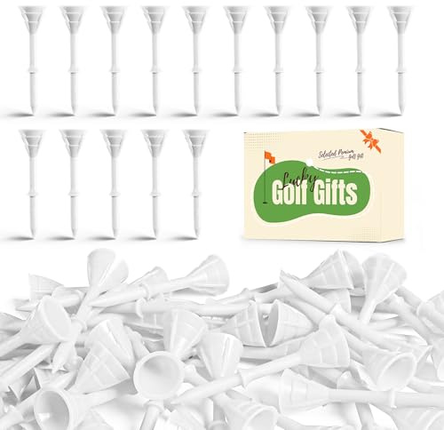 FINGER TEN Golf-Tees Kunststoff 83mm, unzerbrechlich, verbesserte Großpackung, 50/100 Stück, reduziert Reibung, seitlicher Spin, stabil für Männer und Frauen (Weiß, 100 Stück)