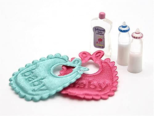 Melody Jane Dolls House Girl Boy Bibs Bottles Baby Oil Miniature Nursery Accessory Set 1:12