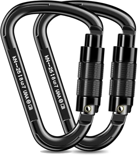 Marouom Kletterkarabinerhaken, UIAA-zertifizierter Karabiner, robust, 25 kN Autoverriegelung, Kletterkarabiner-Clips, Kletterausrüstung für Gurtschlinge, Schaukel, Hängematte, Gurtband