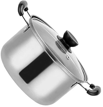 Luxshiny Instant Noodles Pot Ramen Noodle Pot Stainless Steel Stockpot with Lid Ramyun Cooker 18cm Soup Pasta Stew Cooking Pot Non Stick Sauce Pan Stainless Noodle Pot