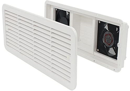 Riloer Bidirektionaler Lüfter für Wohnmobile, seitlich montierter Kühlerlüfter für Wohnmobile, 12 V, weiß/schwarz, starker Wind/leise