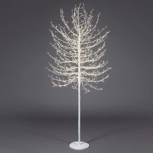 Magie di Natale Albero luminoso Faggio tronco lungo rami a microled luce calda da interno ed esterno (210 cm, Bianco)