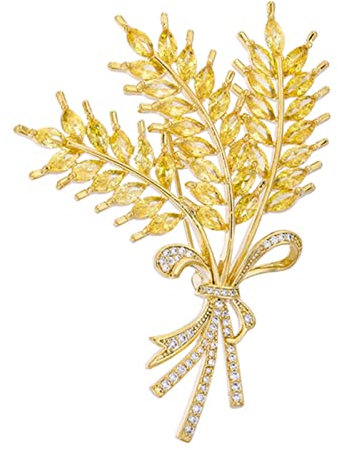 MAYIYAHO Zirkon Goldene Weizenähren Brosche Frauen Männer Pflanze Crop Luxus Brosche