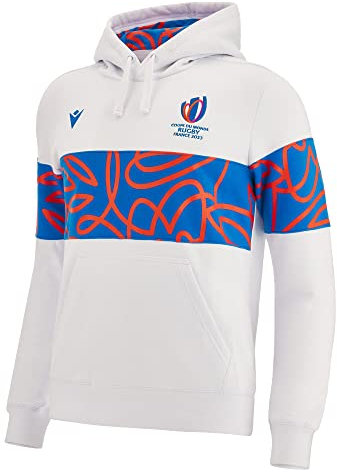 Macron Sweatshirt mit Kapuze für Erwachsene, Rugby World Cup 2023, offizielles Lizenzprodukt, weiß, 5XL