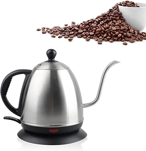 1.2L Kaffeekessel, Edelstahl & PP Elektrischer Schwanenhals Wasserkocher, Automatische Abschaltung, Wasserkocher für Kaffee und Tee