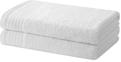 Degrees home - Set 2 Asciugamani da Bagno o Doccia - Set Asciugamani - 100% Cotone - 480g/m2 - 130x65 cm - Bianco