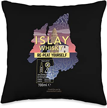 Whisky Slogan Re-Peat Yourself with Islay Single Malt Whisky Throw Pillow
