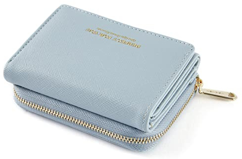 ANYWN Geldbörse Damen klein, elegante und süße Geldbeutel mit großem Münzfach, hohe Kapazität, hellblau