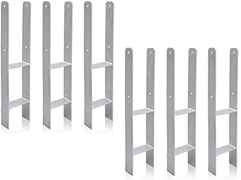 Daromigo 6 Stück H-Pfostenträger Stahl H-Anker Länge 600mm Breite 60mm Tiefe 91mm Materialstärke 5mm Pfosten Verdickung pfostenanker für Zaun und Gewächshaus