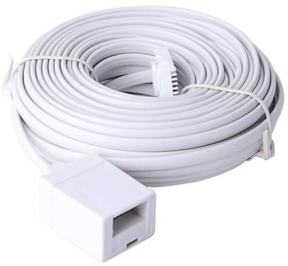 ERHUO 10m BT to BT Extension 4 wire Flat Home Telephone Phone Cable Lead Cable Extension Cable for UK Landline Phone Cord Home & Office Fax (10m)