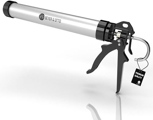 Beyer&Otto Profi Kartuschenpresse für Silikon, Acryl, Montagekleber | Silikonpistole geschlossen mit 25:1 Übersetzung | Metall Kartuschenpistole Silikonspritze für 310ml Kartuschen max. 600ml Beutel