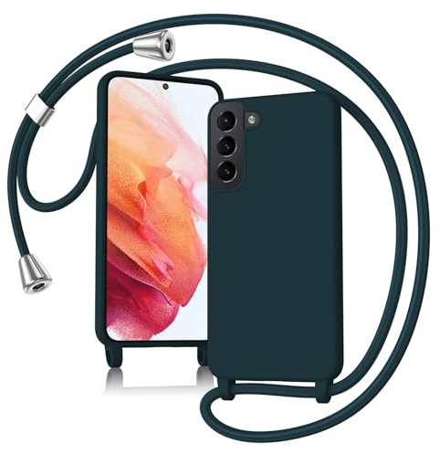 Keteen Handyband hülle für Samsung Galaxy S21 Handyhülle mit Band Slim Silikon S21 hülle mit Abnehmbar Kordel Stossfest Bumper Cover zum Umhängen Necklace Handyhülle für Samsung S21-Dunkelgrün