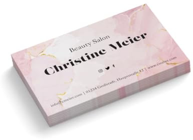 Visitenkarten personalisieren | Beauty Salon | 1-seitig | rosa marmoriert | Querformat | Menge zur Auswahl | selbst gestalten | hochwertig | 350 g | Kosmetik | Nail Studio (50 Stück)
