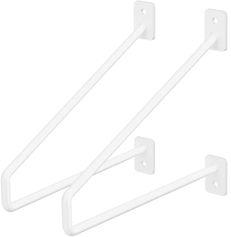 ML-Design 2 Stück Regalhalterung, 220 mm, Weiß, aus Stahl, Haarnadel Regalhalterungen, Schwebe Regalwinkel, Hairpin Wandhalterung, Regalträger für Wandmontage, Industrielle Wandregal, Wandkonsole
