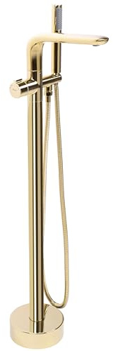 Rea CLARK GOLD Freistehender Badewannenarmatur, Wasserhahn Badewanne Einhebel Wannenarmatur mit Handbrause Badarmatur aus Messing Mischbatterie (Gold)