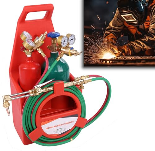 Tragbares Sauerstoffacetylen-Schweiß- und Schneidbrenner-Set, langes Rohr, Messingdüse, Schweißbrenner-Set mit Messgerät, Sauerstoffacetylen, Messingdüse, Schweißbrenner-Set