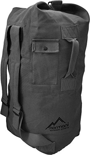 Seesack aus reißfestem Canvas-Material mit Doppelgurt und Metallverschluss - 100% Baumwolle Dunkelgrau 30 Liter