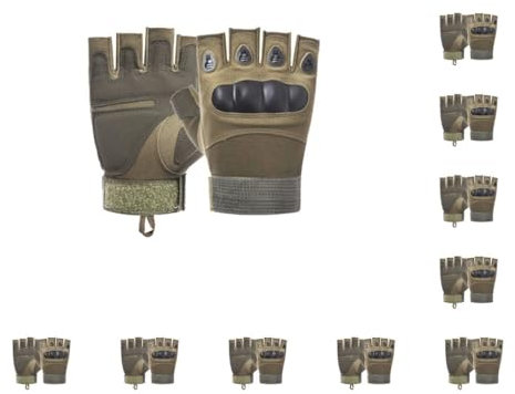 Mealoodiousmusea Halbfinger-Handschuhe, für Klettern, Gewichtheben, gepolstert, fingerlos, für Radfahren, Fitness, Sport, Grün, Größe M, 10 Stück