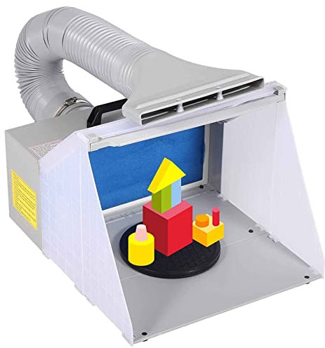 Kit de Cabine de pulvérisation Hobby, Cabine de pulvérisation aérographe avec Deux Ventilateurs, 3 lumières LED, Filtre, Plateau tournant à 360° et Tuyau d'échappement, Cabine de Peinture pour modèl
