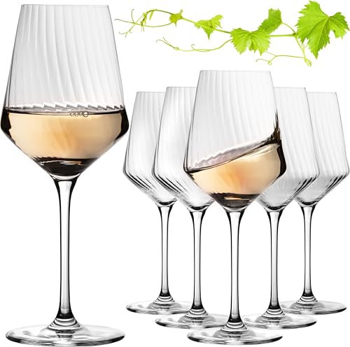 Imperial London Lot de 6 verres à vin blanc striés en verre Crystalline 460 ml