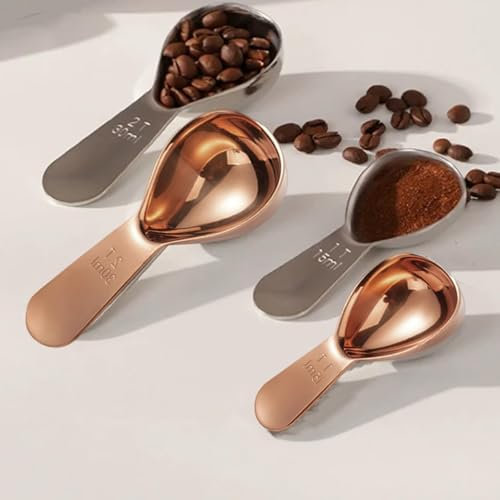 4Pcs Coffee Scoop in 2 Sizes(15ML and 30ML), Stainless Steel Measuring Spoons, Coffee Measuring Spoon, Measuring Scoop, Coffee Spoons, Tablespoon Measure Spoon Set Fit Coffee, Loose Tea,Sugar Or Flour