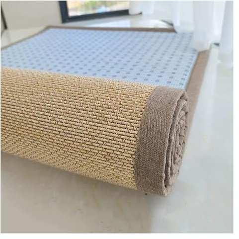 Natürlicher Jute-Teppich, Baumwoll-Bordüre, Fischgräten-Teppich, Bodenläufer, strapazierfähige Flachgewebematte für Wohnzimmer, Küche, Flur