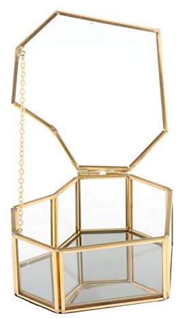 Pleayietoopiatiey Aufbewahrungsbox aus Glas im nordischen Stil, goldfarbenes Tablett, Schmuck-, Kosmetik-Display-Box, Typ 1