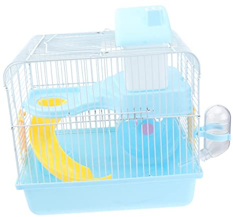 CORHAD Doppelschicht Hamsterkäfig Haustiervilla Acryl Mit Laufrad Und Auslaufsicherer Wasserflasche Hellblau Für Kleine Nagetiere Chinchillas