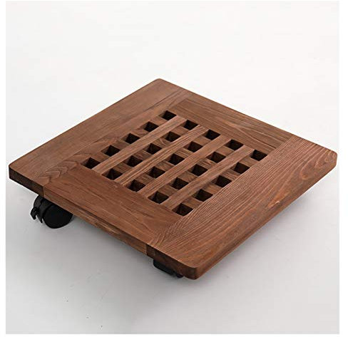 Carrello per piante quadrato con ruote girevoli, carrello per piante da interno in legno per esterni, carrello per vasi da fiori da giardino di grandi dimensioni su ruote, carrello per piante resisten