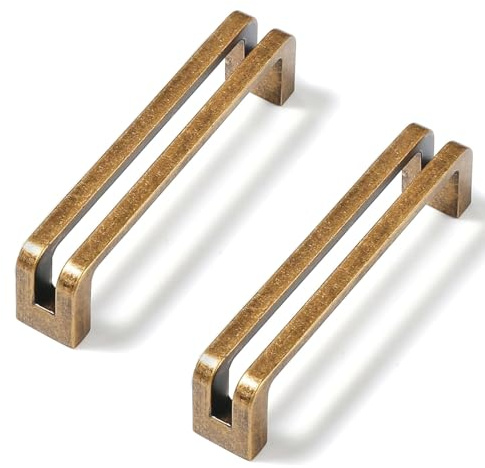 SYZOW 6 Stück Möbelgriffe Antik Messing Schrankgriffe Küchengriffe 96mm Lochabstand Schubladen Griffe Vintage Möbelgriff
