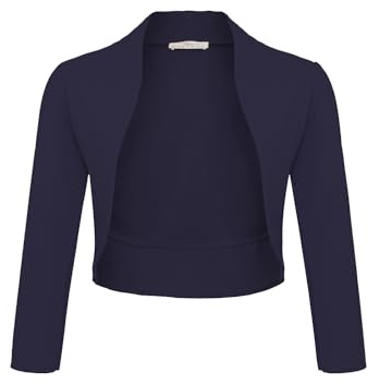 Damen Bolero Schulterjacke 3/4 Ärmel Festlich Kurzbolero (708) Blau, XS